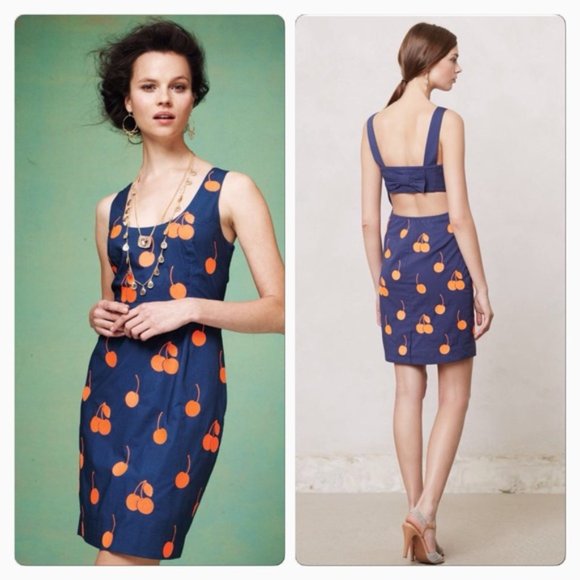 Anthropologie BNWT Leifnotes Cherry Drop Dress 0 - Picture 2 of 12